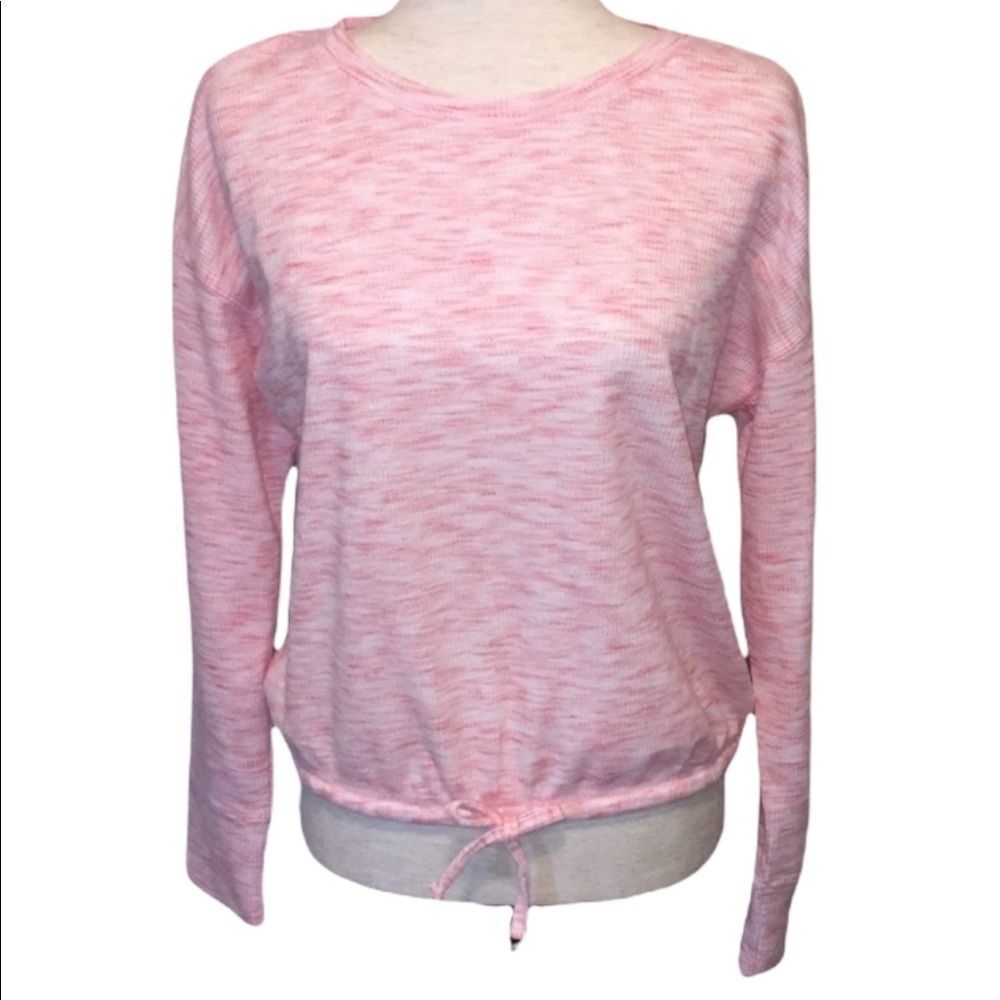 Hippie Rose Juniors Coral Pink Waffle Knit Front Tie Top